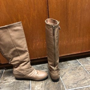 Knee high beige boots